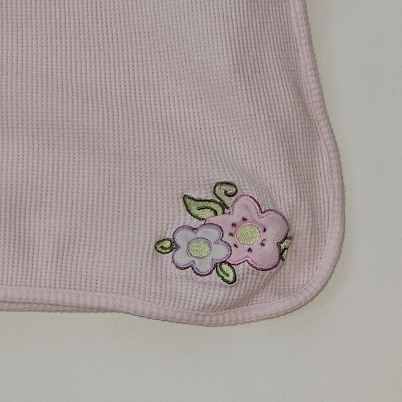 Baby Connection Flowers Pink Waffle Knit Cotton Thermal Baby Blanket 21x31 READ - Picture 1 of 10